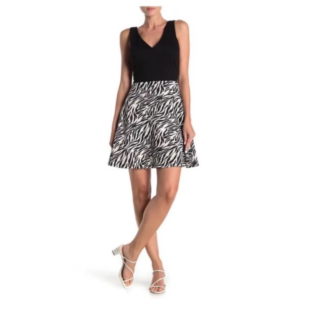Love...Ady Colorblock Zebra Skater Dress